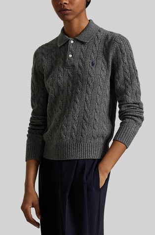 Pleten polo pulover od mješavine vune i kašmira