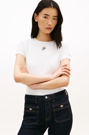 Slim fit logo majica kratkih rukava od jerseya