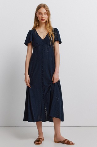 Embroidered Swiss midi dress