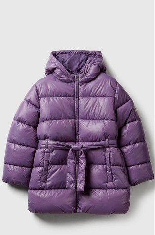 Duga prošivena jakna s kapuljačom i trakom za vezanje