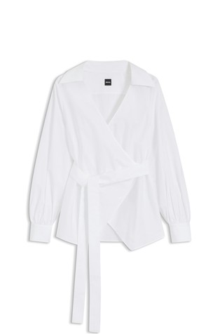 Cotton blouse with wrap front