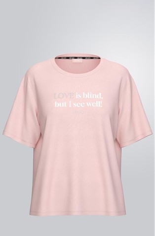 T-shirt with lettering and rhinestones