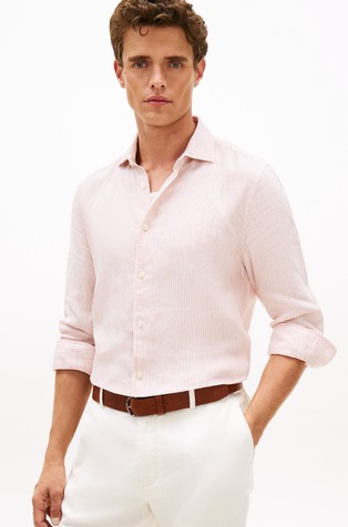 Slim Fit Pinstripe Pure Linen Shirt