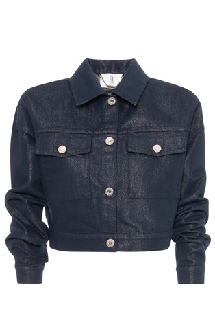 Cropped denim jakna sa sjajnom površinom