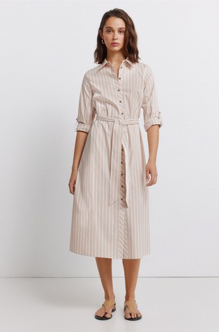 Midi košulja-haljina s prugastim uzorkom