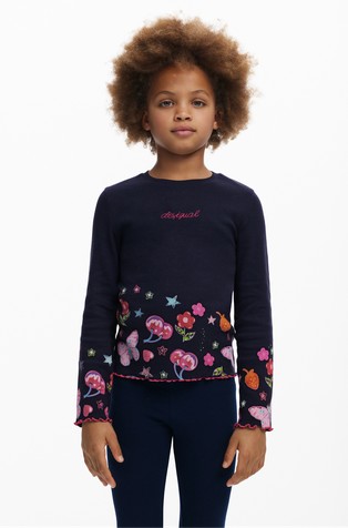 Pamučna majica dugih rukava s cvjetnim otiskom