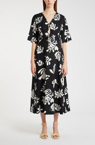 Haljina od lana i viskoze s cvjetnim uzorkom