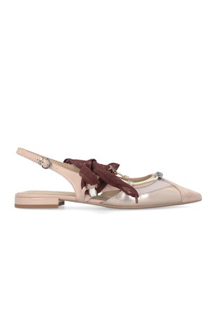Slingback ballerinas with suede inserts and ties