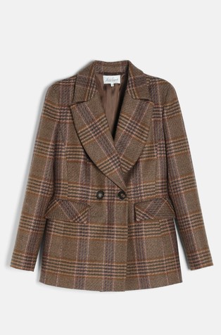 Tartan-checked wool blazer