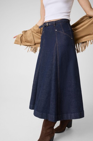 Denim skirt with belt