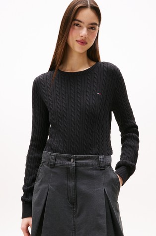 Slim fit pleten pamučni pulover