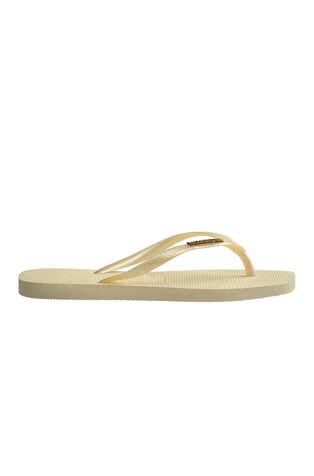 Slim Square Logo Metallic Flip Flops