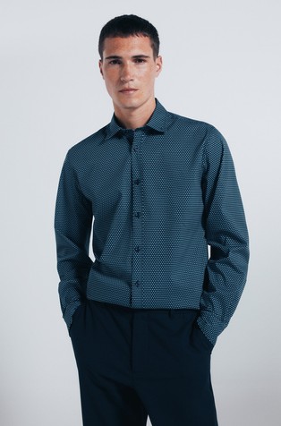 Micro print poplin shirt