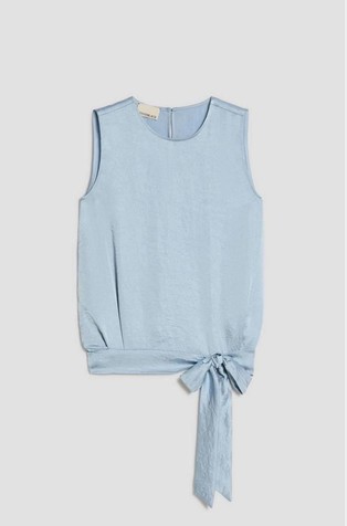 Bluza bez rukava u zgužvanom izgledu s mašnom