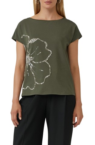 Relaxed fit majica s aplikacijom od šljokica