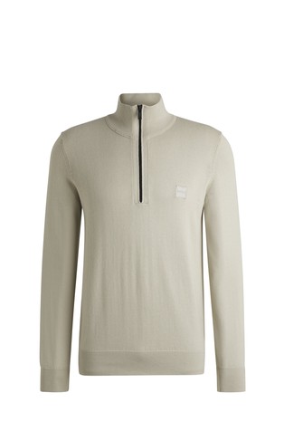 Zip-neck sweater in cotton and cashmere
