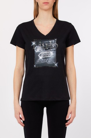 V-neck T-shirt with logo