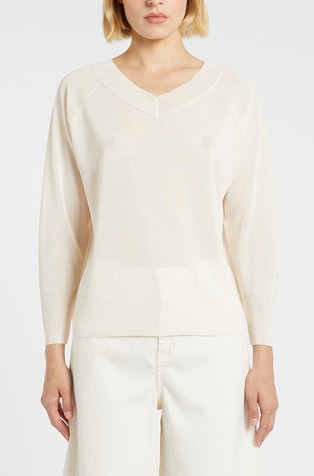 Monochrome pleten pulover s V-izrezom