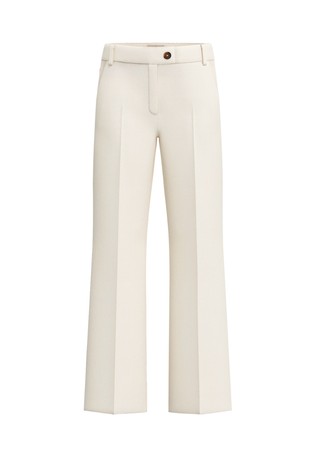 Straight fit cotton blend trousers