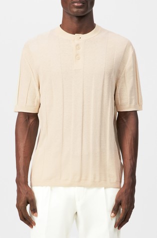 Regular fit linen-blend short sleeved polo
