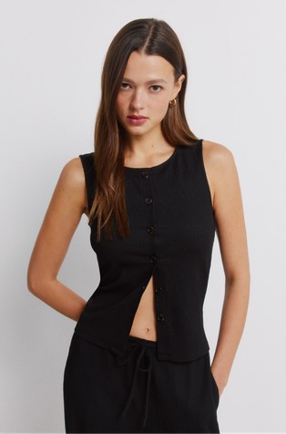 Buttoned jersey gillet