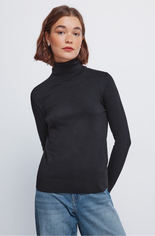 high neck jumper with buttons on cuffs