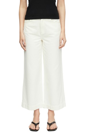 Cropped culotte jeans hlače s prepletenim detaljem u struku