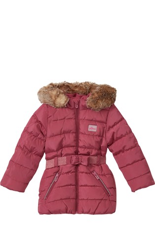 Prošivena jakna sa svjetlucavim remenom i uklonjivom kapuljačom