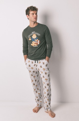 Garfield pamučna pridžama dugih rukava