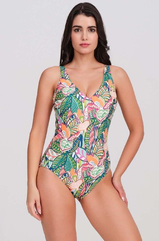 One-piece swimsuit with floral print