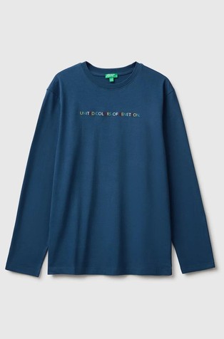 Long-sleeved cotton T-shirt with logo embroidery