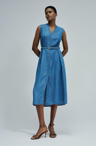 Midi shirt dress in lightdenim
