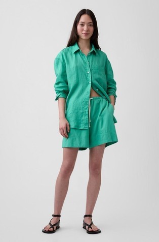 Linen-Blend Easy Shorts