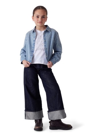 Palazzo fit jeans hlače sa svjetlucavim lurex vlaknima