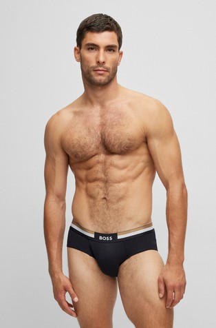 Cotton-blend briefs with logo and signature stripe