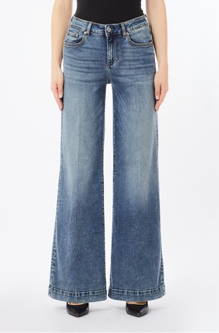 Zvonaste jeans hlače od rastezljivog denima