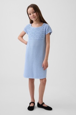 Pletena haljina s heklanim umetkom za djevojčice