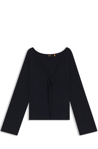 Čupav kardigan s trakama za vezanje