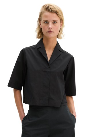 Relaxed shirt in stretch poplin