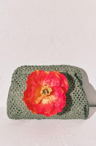 Large raffia vanity case