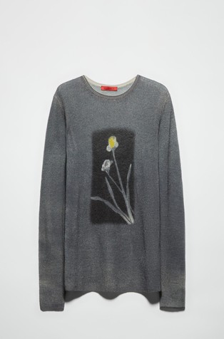 Pleten pulover od mješavine vune i alpake s cvjetnim motivom