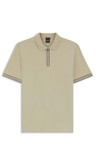 Mercerised-cotton polo shirt with striped trims