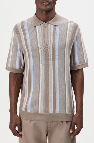 Regular fit pletena polo majica s prugastim uzorkom