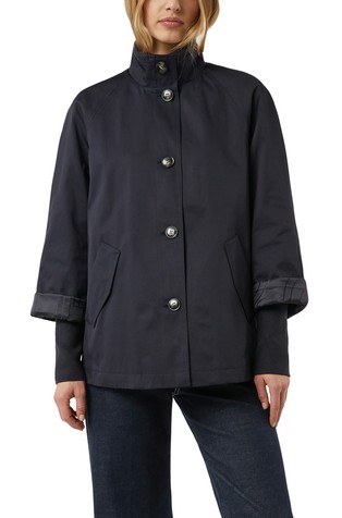 Cape jacket with stand-up collar and ribbed cuffs