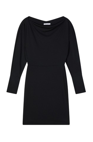 Jersey dress with logo buttons on sleeves
