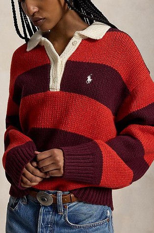 Striped Wool-blend Rugby Sweater