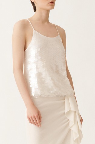 Pleten top od mješavine merino vune sa šljokicama sprijeda