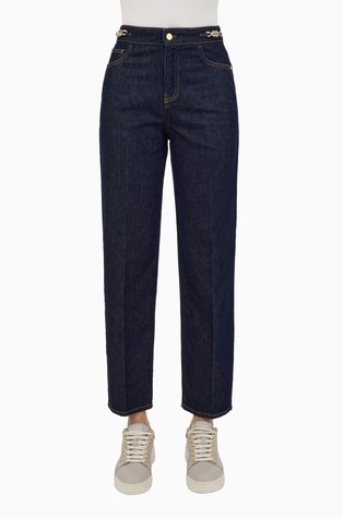 Regular fit jeans hlače s metalnim detaljima