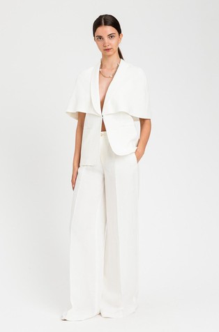 Linen blend wide leg trousers