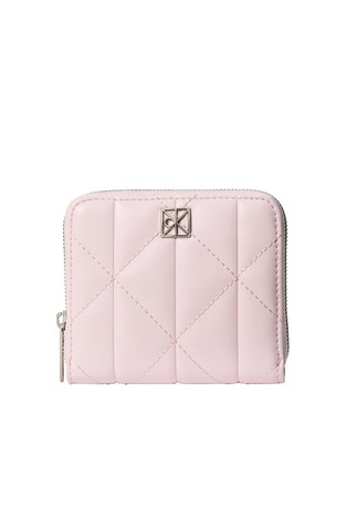 Quilted Emblem Logo Square Zip Wallet